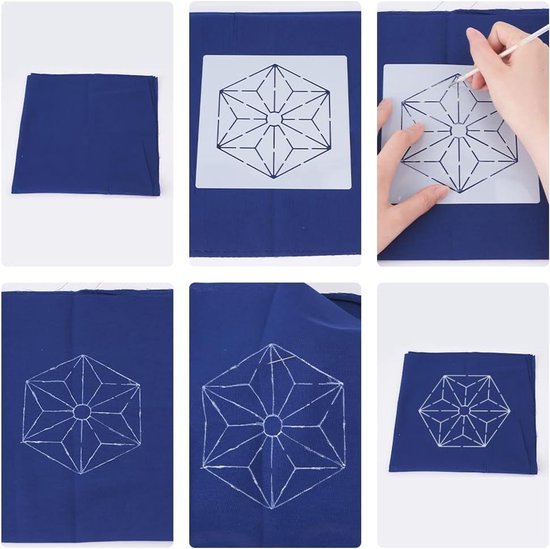 19 Stuks Sashiko-Sjabloon, 13x13cm Plastic Borduursjablonen Sashiko-Borduursjabloonpatronen Geometrische Borduurpatroonstabilisatoren voor Borduren Handquilten Naaien