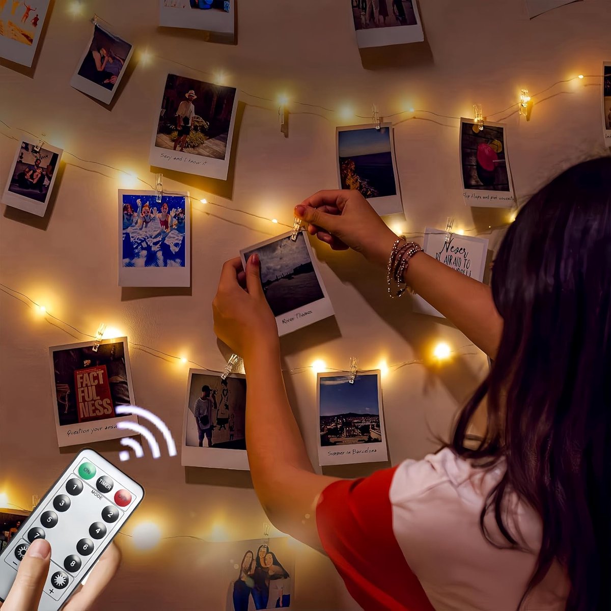 Lichtsnoer met fotoclips 5m - 50 LEDs met afstandsbediening en 8 modi voor sfeervolle decoratie