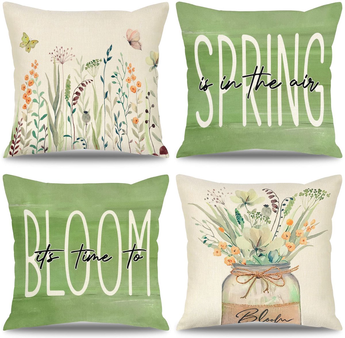 Ibenzoa Kleurrijke Bloemen Kussenhoezen Set van 4 voor Stijlvolle Decoratie in Huis en Auto Lente