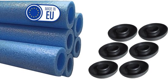 Clever Leon 8 x trampoline-schuimafdekking, buis, trampoline, schuimbuizen, vervangende stangafdekkingen, bescherming voor tuintrampolines, beschermsponsbuis voor trampoline, 8 x 180 cm, blauw