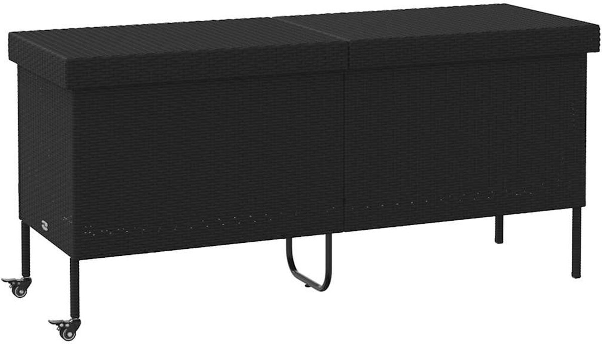 vidaXL - Tuinbox - met - wielen - 160x55x75 - cm - poly - rattan - zwart