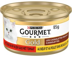 Rund en Kip Natvoer voor Katten in Saus met Tomaat - 24 Blikjes van 85g