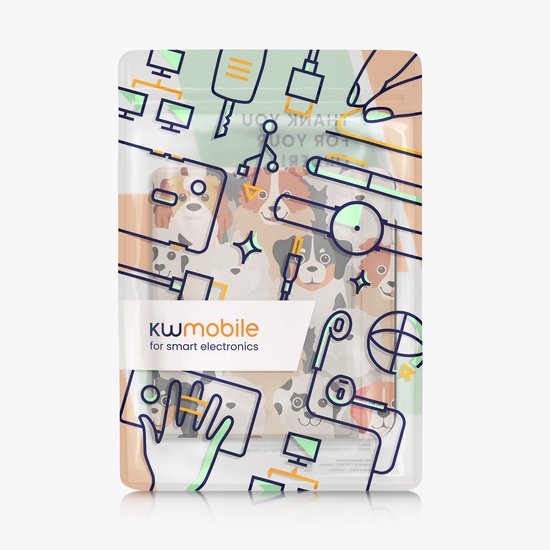 kwmobile e-reader hoesje geschikt voor Kobo Libra Colour hoes - E reader flip case met magnetische sluiting - Ereader cover - Honden Ontwerp design in wit / lichtbruin / grijs van Merkloos — afbeelding 5