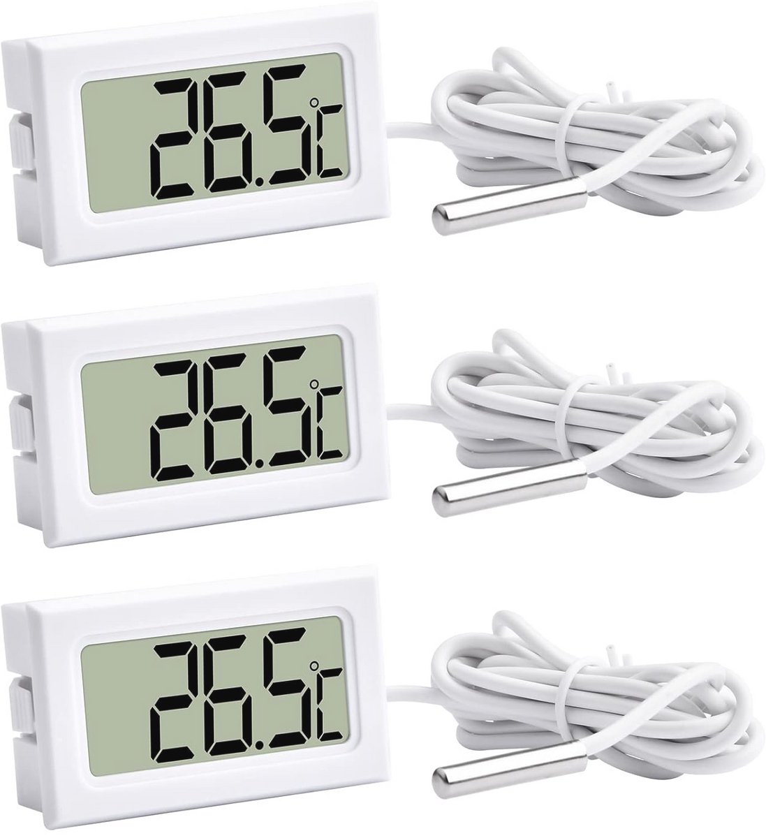 Digitale thermometer voor diverse toepassingen -50 °C tot +110 °C met 1 m waterdichte sonde