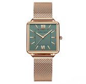 Bol.com Hannah Martin Elegante Horloge Vierkant | Rosékleurig | Groen Wijzerplaat | Dames Horloges | Elegante Horloges | Horloge... aanbieding