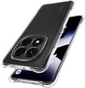 Transparante hoes voor een smartphone, camera met vier lenzen zichtbaar. Telefoon met 'Redmi 5G' logo in de hoes.