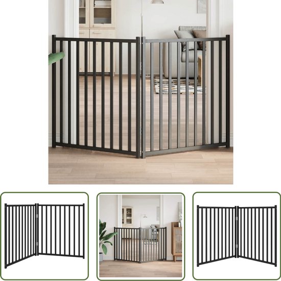 Barrière pliante pour chien The Living Store, 2 panneaux, 160 cm, en pin massif noir - Barrière pour chien - Niche pour chien - Protection Puppy - Barrière d'escalier - Butée de porte