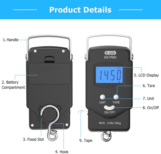 PORTENTUM Digitale reiskoffer met lcd scherm, tot 50 kg, automatische