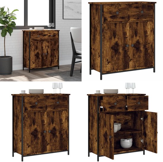 Buffet vidaXL 70x30x80 cm en bois traité couleur chêne fumé - Buffet - Commodes de rangement - Meuble mural