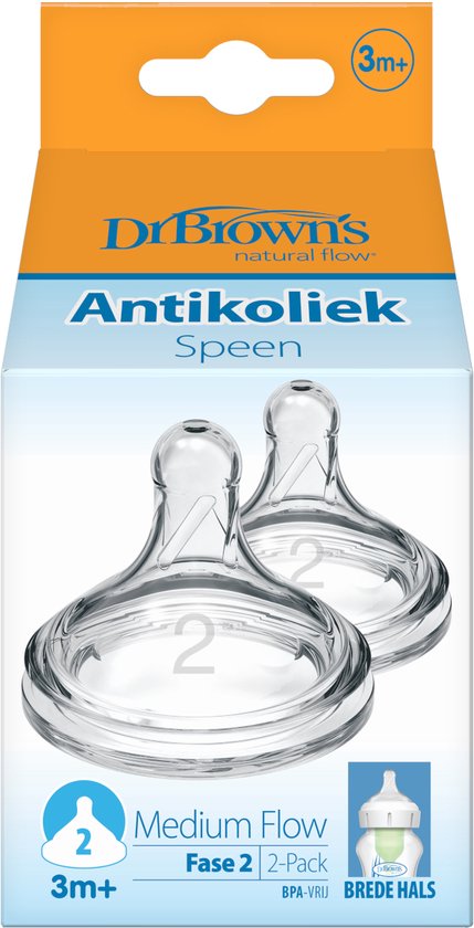 Dr. Brown's Options+ Flesspeen - Fase 2 - Brede halsfles - 2 stuks