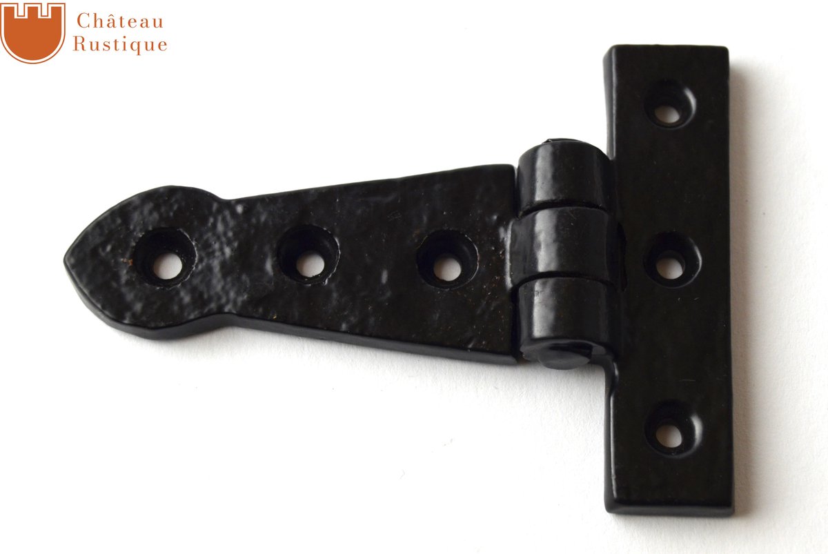 Château Rustique - Gietijzeren Scharnier - 65x90 mm - Zwart – Met Schroeven