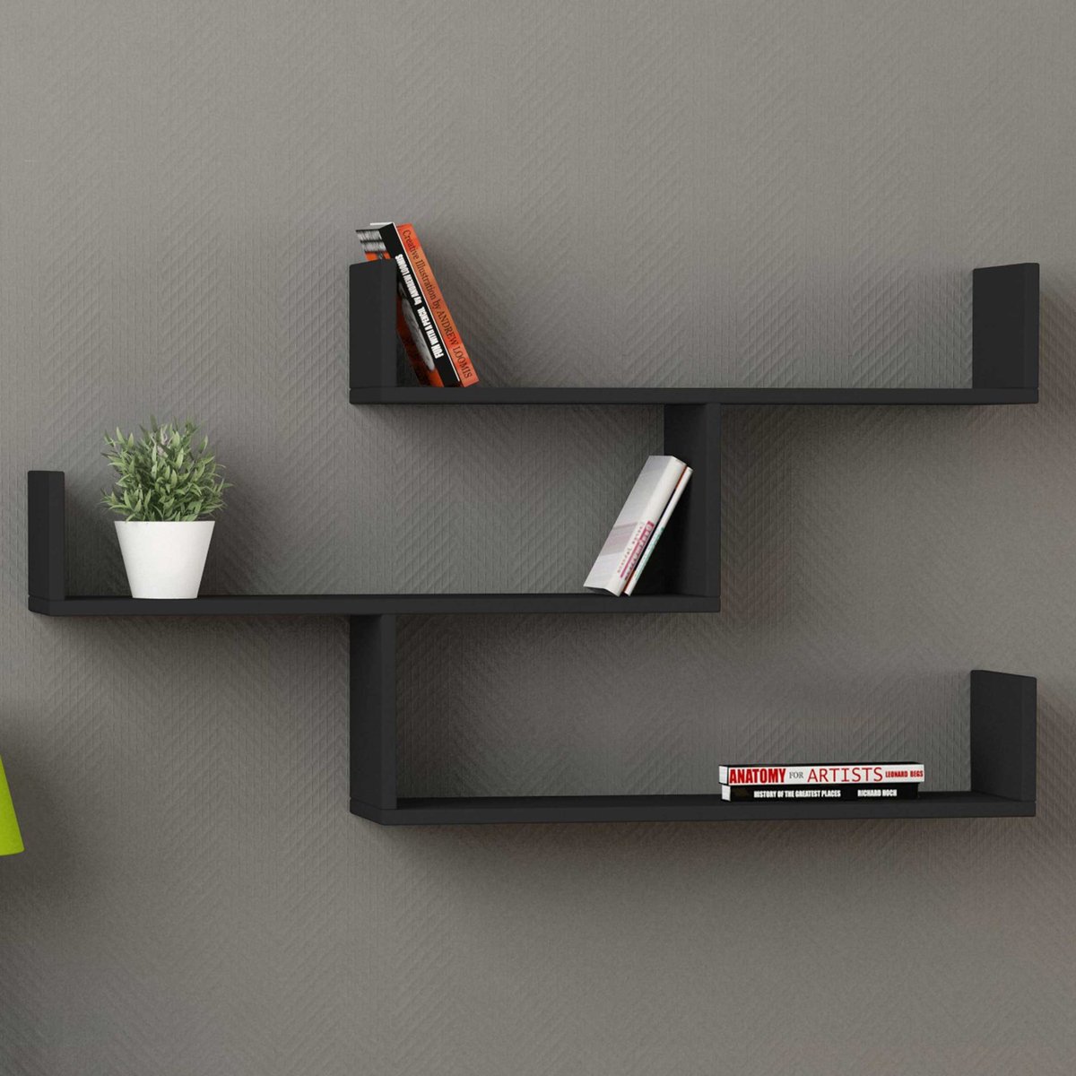 Woody Fashion Wandplank 120x67x22 | Antraciet