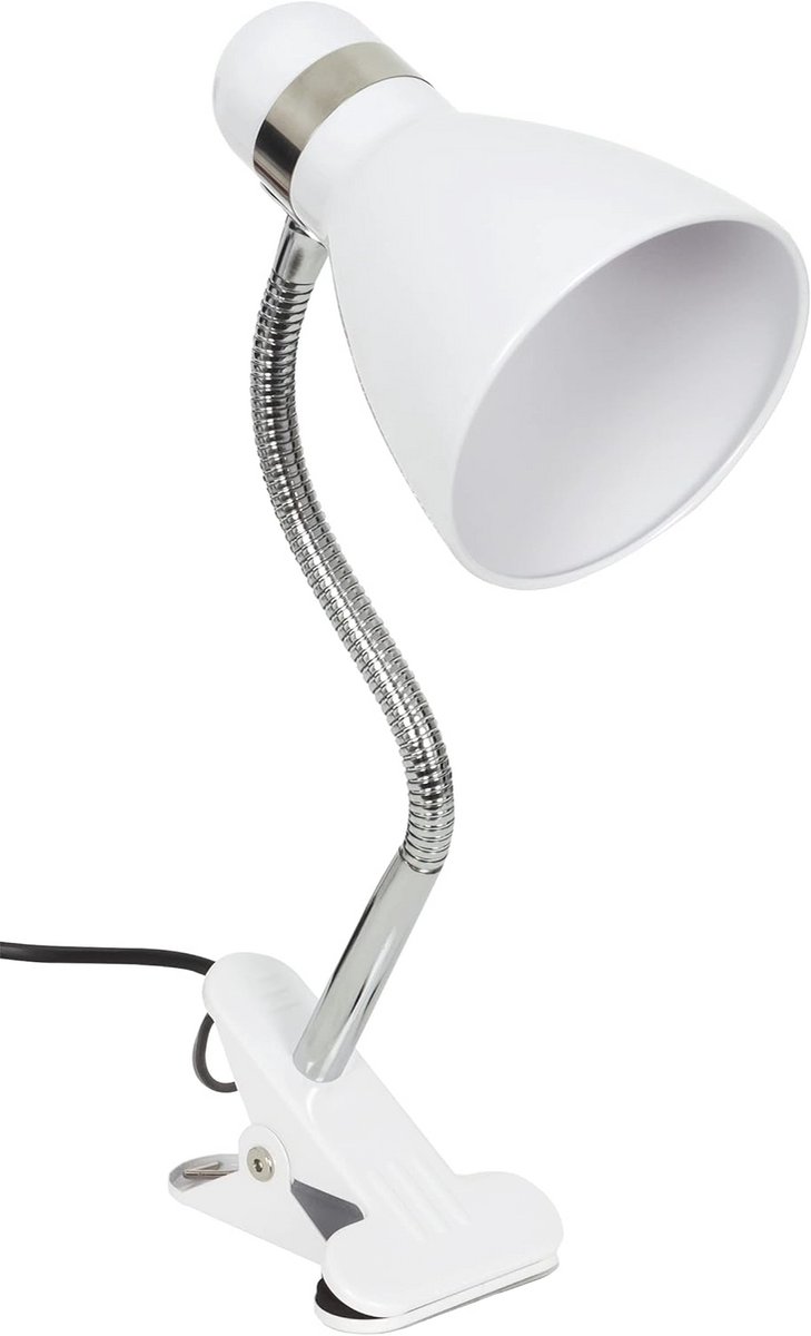 Bureaulamp met Klem en Bluetooth Speaker - E27 Fitting - Stijlvol Metaal - Ideaal voor Bureau en Tafel - Wit