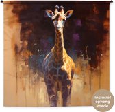 Wandkleed 180x180 cm - Wanddoek Giraf - Bruin - Abstract - Geschilderd - Wandtapijt - Wandkleden