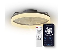 FlinQ AeroGlow Smart Plafondventilator met Verlichting – Ventilator voor aan het Plafond – Ideaal voor op de Slaapkamer – Bestuurbaar met App of Afstandsbediening