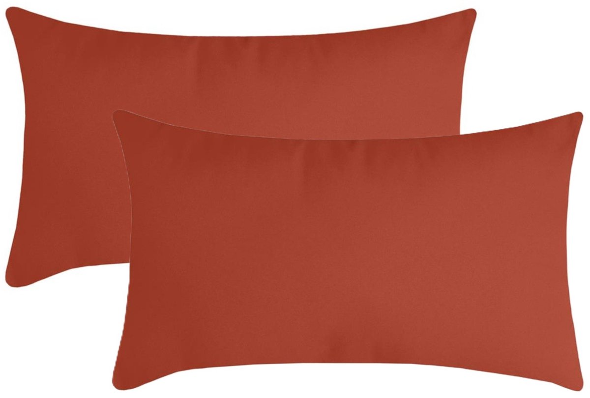 Stof Textile sierkussen Nelson - 2x - terracotta - 30 x 50 cm - bank kussens - zitkussens - binnen/buiten - polyester Terracotta bruin