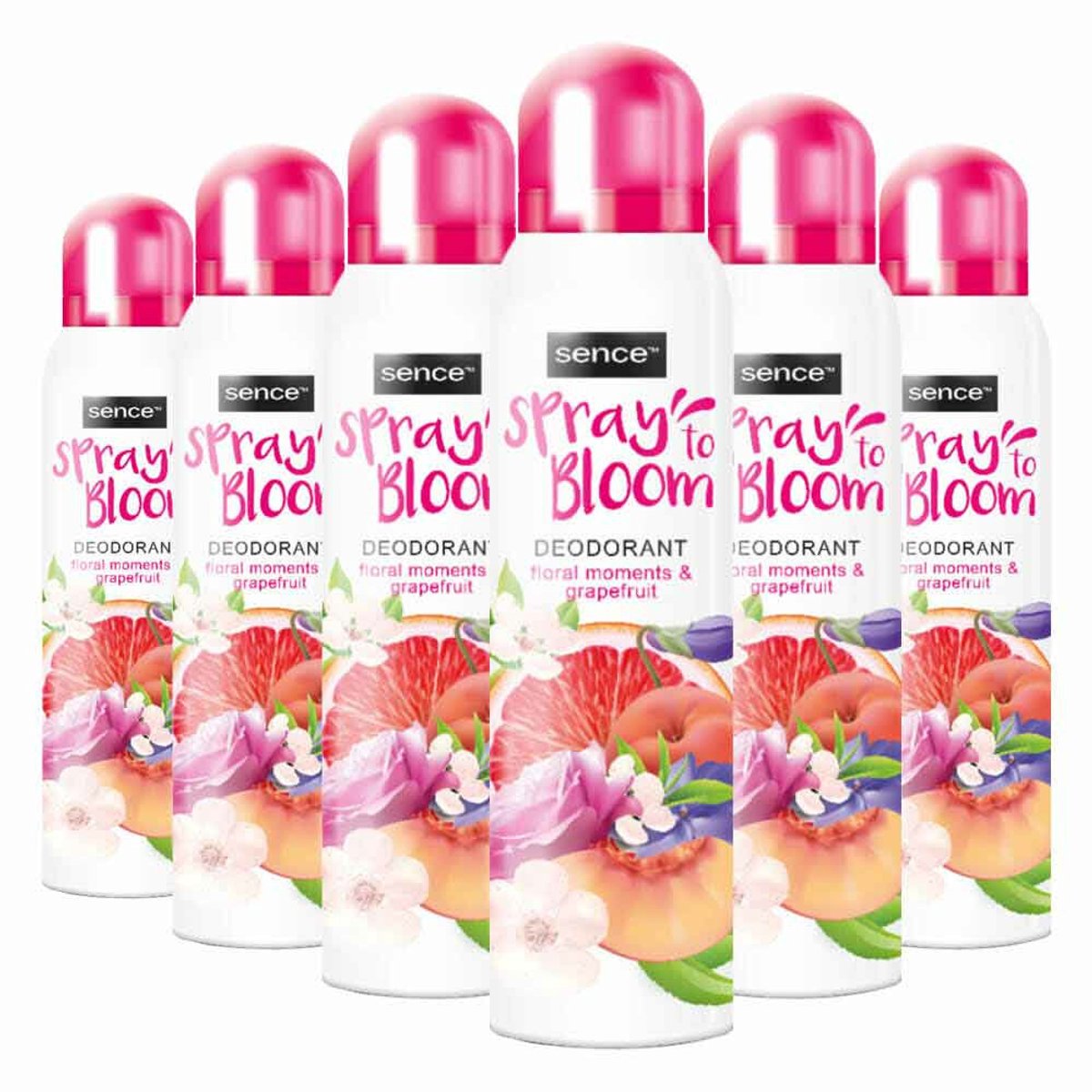 Sence Deodorant Floral & Grapefruit - 6 x 150 ml - Voordeelverpakking
