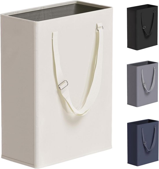 Handweven Wasmand, 90L Synthetische Rotan Kledingmand Met Deksel En Handvatten Opvouwbaar Waszak Afneembaar Grijs Lcb51wg