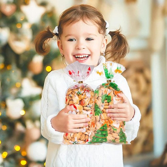 100 x sneeuwvlok kerstkoekjeszakjes, kerstsnoepzakjes met 100 gedraaide banden, witte sneeuwvlok snoepzak, transparante cellofaanzakjes voor snoep, koekjes 100 x sneeuwvlok kerstkoekjeszakjes, kerstsnoepzakjes met 100 gedraaide banden, witte sneeuwvlok snoepzak, transparante cellofaanzakjes voor snoep, koekjes