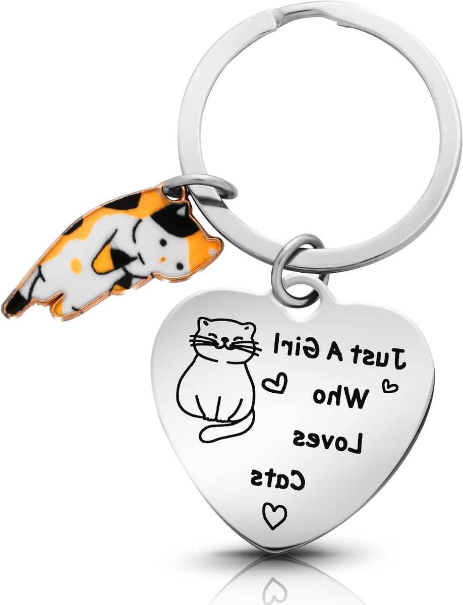 Grappige kattensleutelhanger voor kattenliefhebbers - cadeau voor meisjes die van katten houden