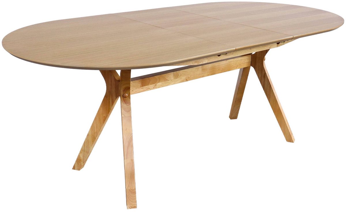 sweeek - Langwerpige uitschuifbare eettafel, 160-200cm 6-8 personen, mdf en eikenfineer