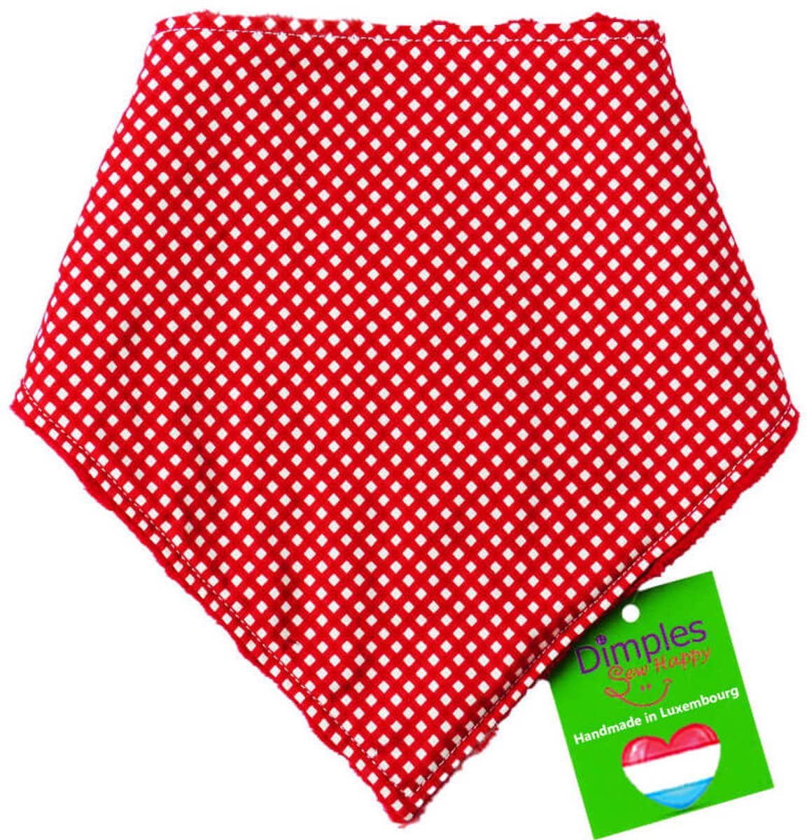 Rood-wit geblokte hondenhalsdoek - DIMPLES 25cm XXXS hondensjaal hondenbandana met comfortabele drukknopen