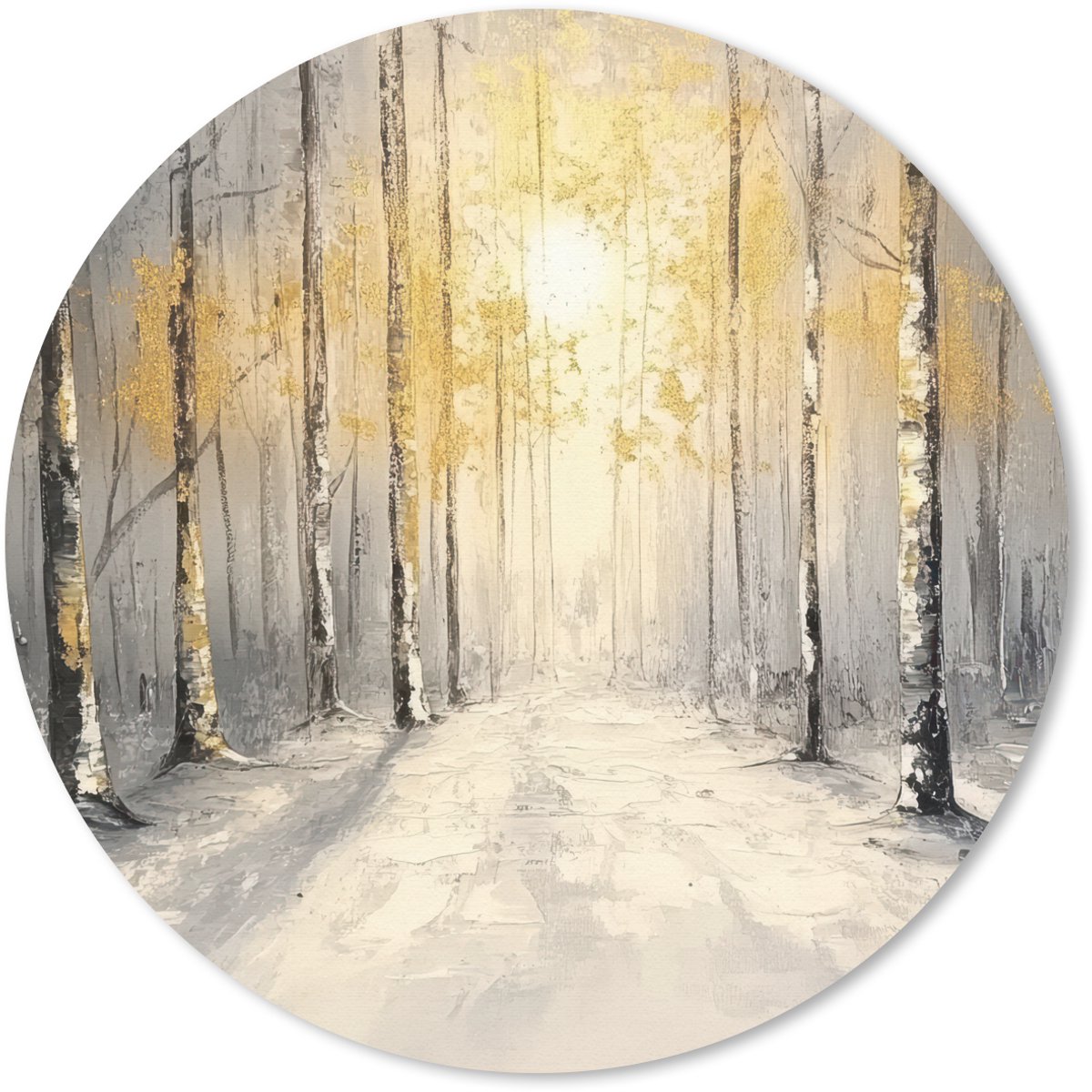 Muismat rond 40x40 cm - Mousepad Winter - Abstract - Sneeuw - Natuur - Zon - Ronde muismatten