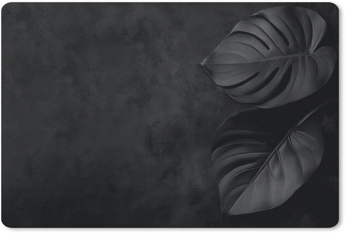 Muismat 27x18 cm - Mousepad Zwart - Blad - Monstera - Muismatten