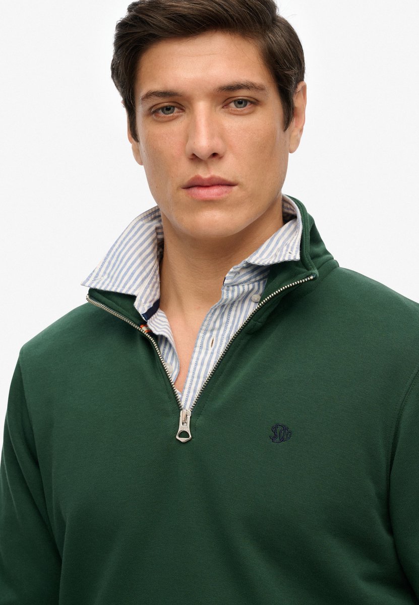 Superdry Preppy trui met halve rits Heren Truien Groen