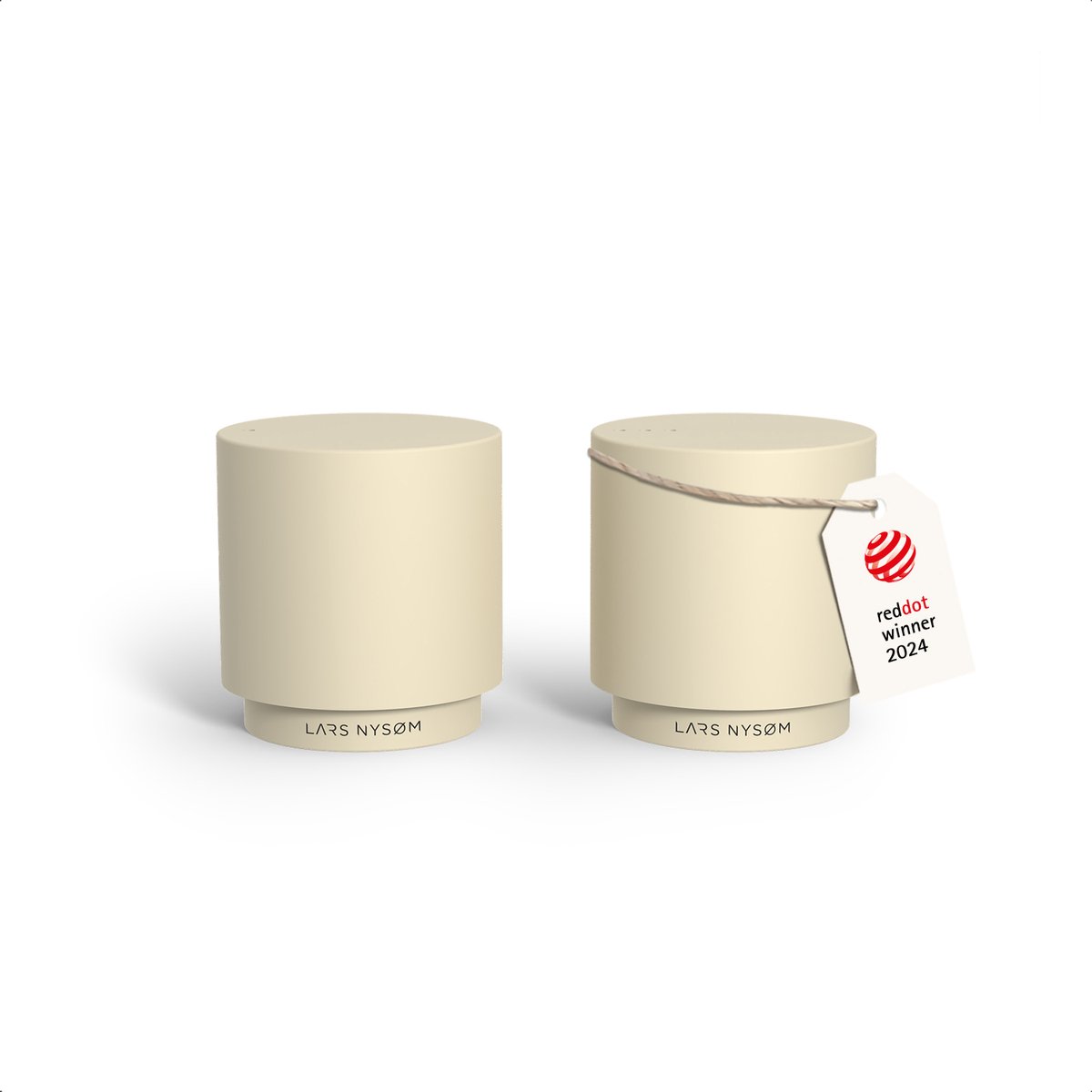 LARS NYSØM Svæve Set Roestvrijstalen Peper- en Zoutstel - Modern Minimalistisch Ontwerp - Eenvoudig Navullen (Almond Beige)