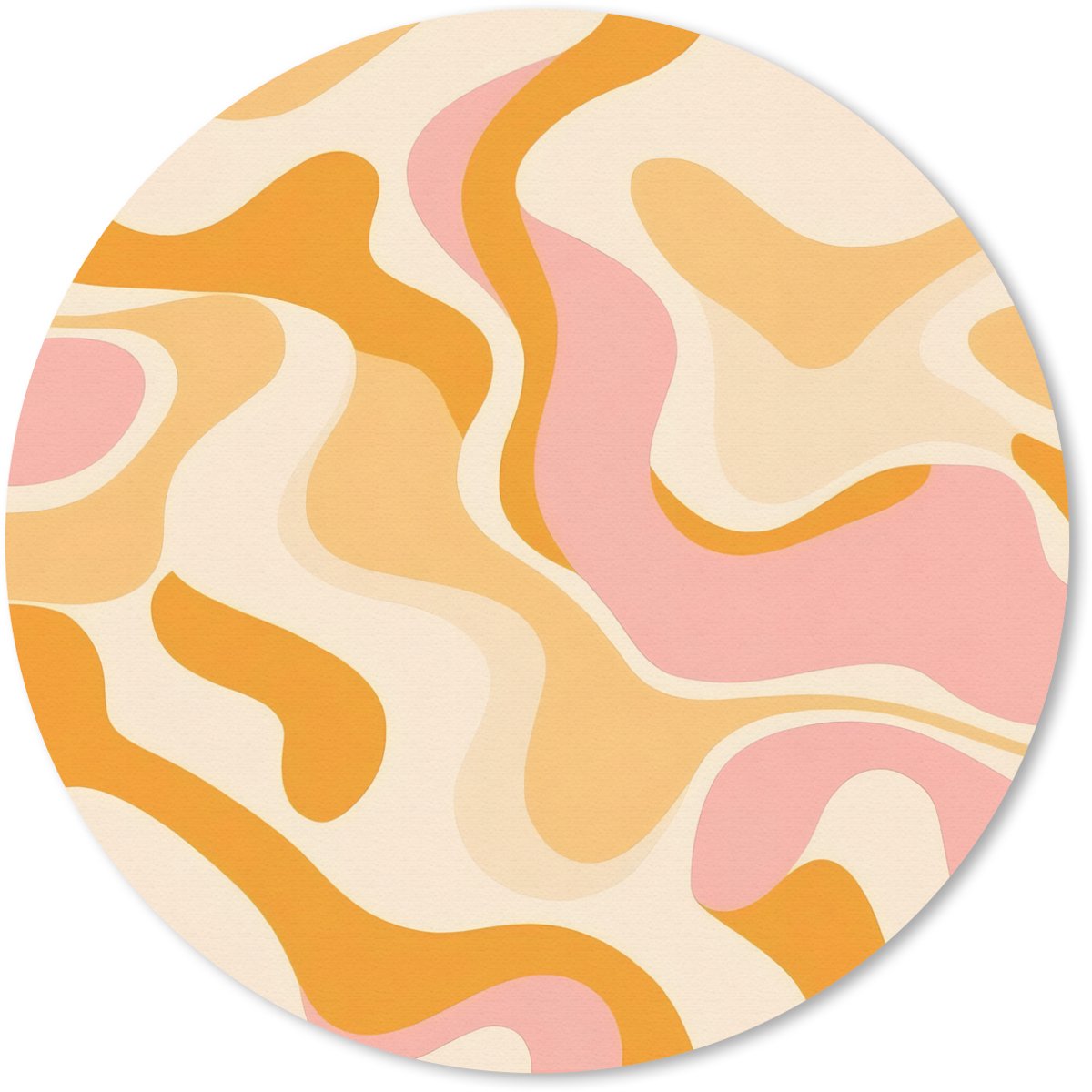 Muismat rond 50x50 cm - Mousepad Abstract - Golvend - Oranje - Ronde muismatten