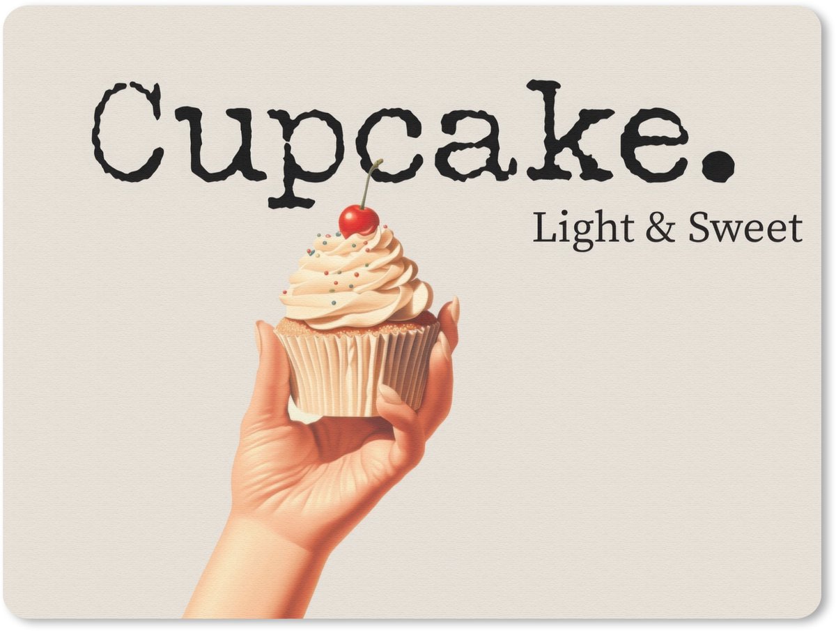 Muismat 23x19 cm - Mousepad Cupcake - Zoet - Kers - Muismatten