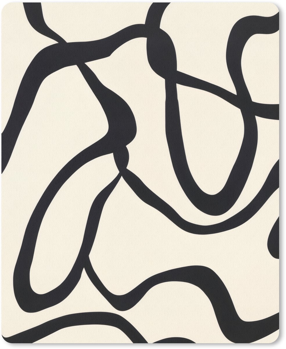Muismat 19x23 cm - Mousepad Abstract - Lijnen - Modern - Beige - Muismatten