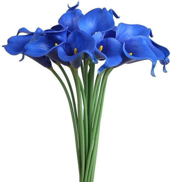 Ibenzoa® Kunstmatige Calla Lelies Bruiloft Decoratie Bloemenboeket Realistische Bloemstukken DIY Huisdecoratie Blauw