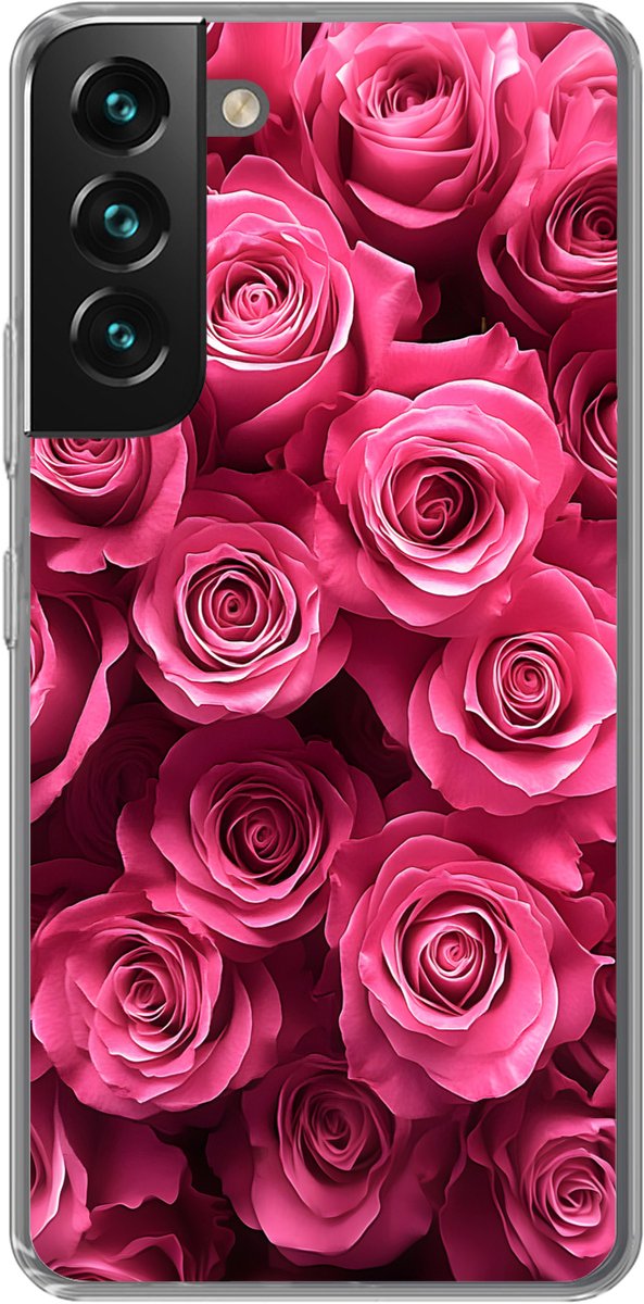 Telefoonhoesje Geschikt voor Samsung Galaxy S22 Plus hoesje - Rozen - Pink - Bloem - Siliconen Telefoonhoesje Telefoonhoesje