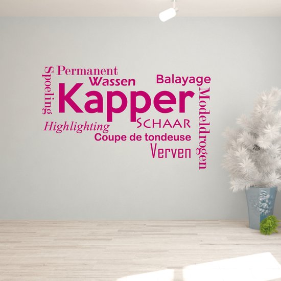 Muursticker coiffeur - gris clair - 160 x 96 cm - wall sticker4sale