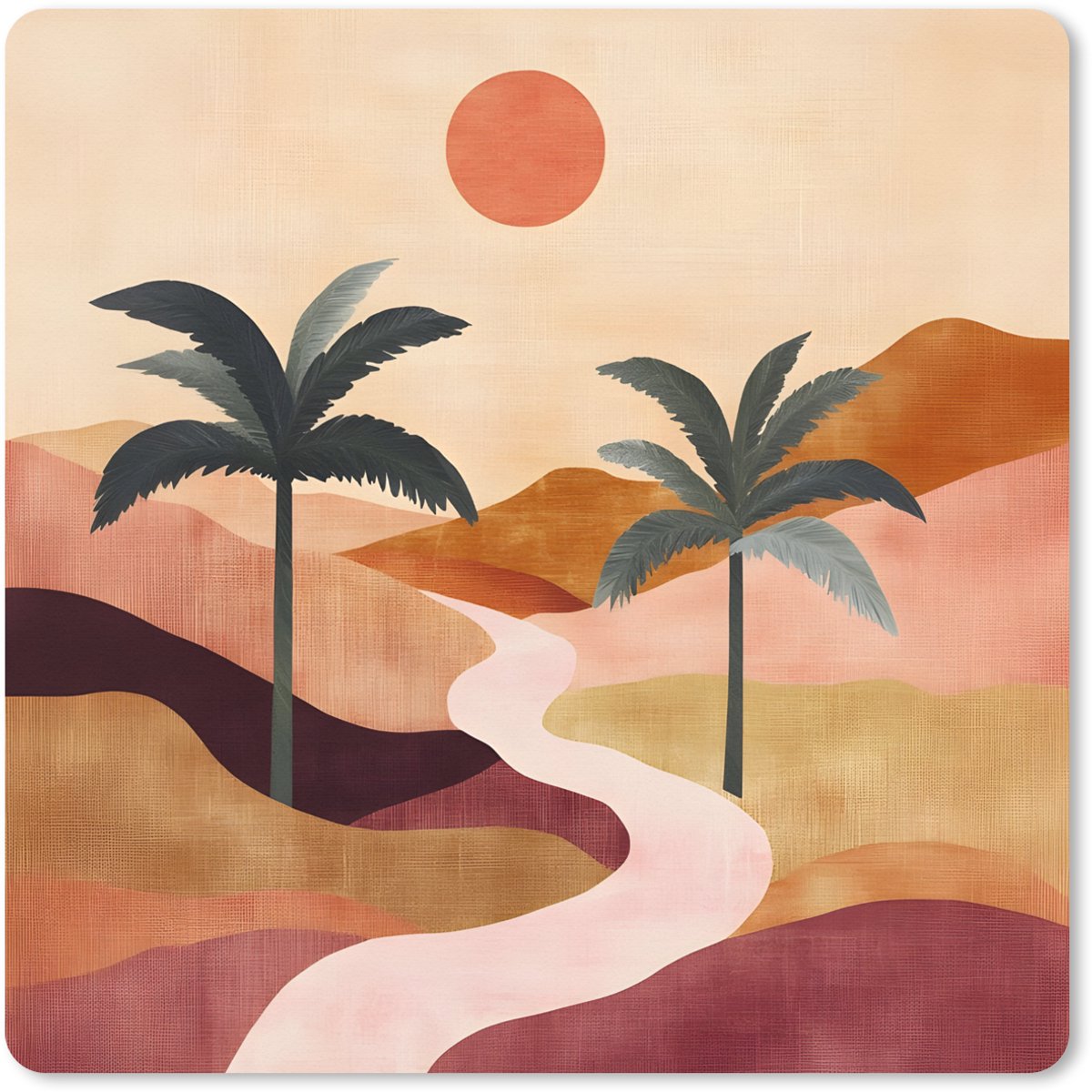 Muismat XXL 40x40 cm - Bureau onderlegger - Bureau mat Heuvels - Palmbomen - Abstract - Bureaumat - Gaming mousepad xl - Bureaulegger groot - Computer deskmat