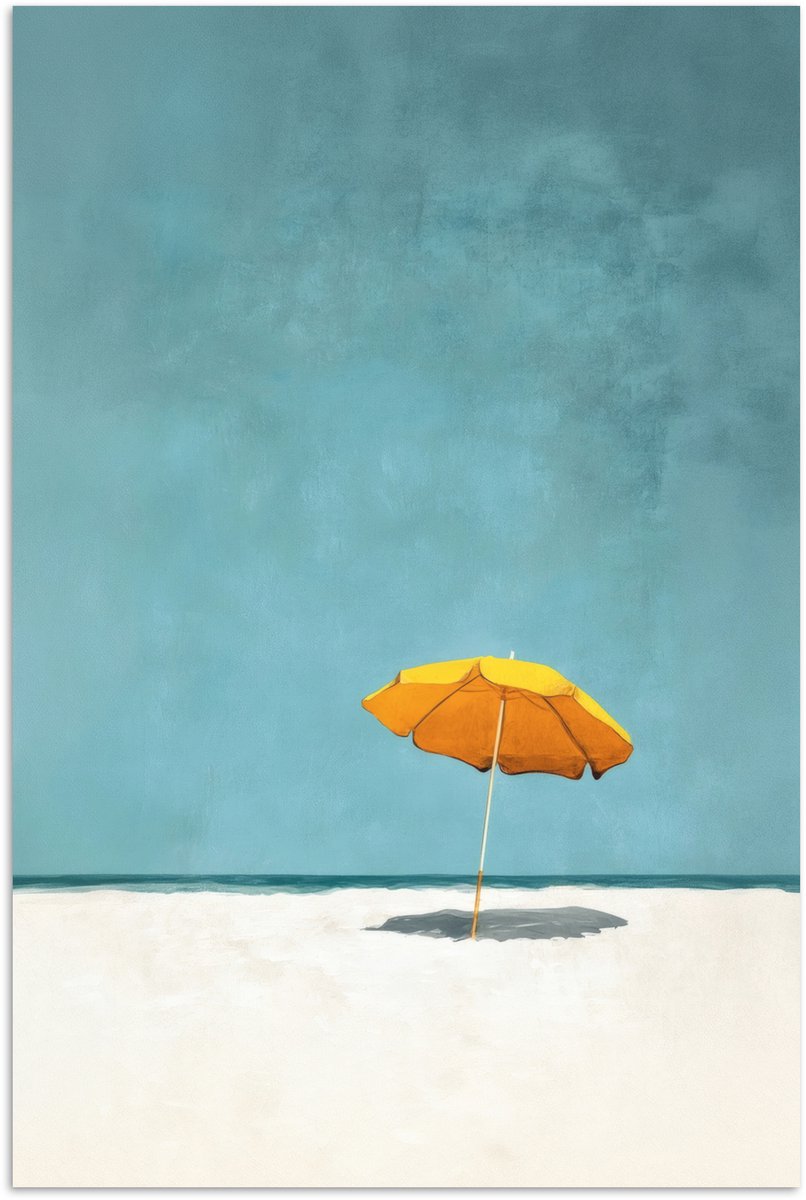 Poster 80x120 cm - Parasol - Geel - Strand - Zee - Posters - Kamer decoratie - Wanddecorat