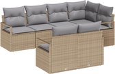vidaXL - 7-delige - tuinset - met - kussens - in - beige - poly - rattan