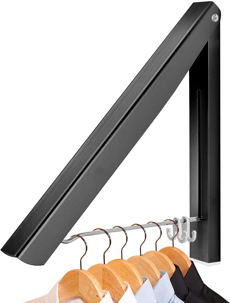 Ibenzoa Opvouwbare Aluminium Kledinghanger - Zwart (1 stuk)