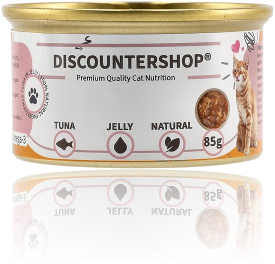 Kattenvoer Tonijn in Jelly – 24x85g – 51% Tonijn & Rijst – Natuurlijk Natvoer voor Katten in Blik – Sappige Kattenvoeding Zonder Toevoegingen
