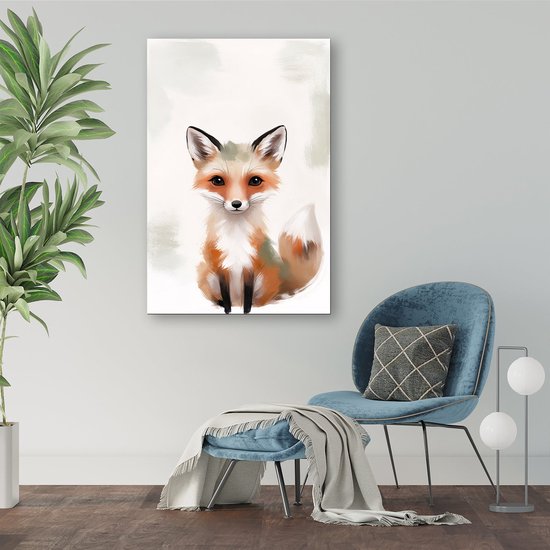 Schattige vos in zachte kleuren - Vos posters - Poster dieren - Digital Art - Muurdecoratie kinderkamer - Woonaccessoires - poster 80x120 cm