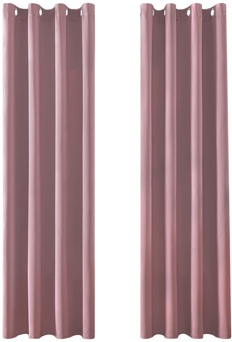Unyqoos Moderne Thermische Verduisteringsgordijnen met Metalen Ogen voor Diverse Kamers, 240 x 140 cm, Set van 2, Oudroze