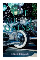 Boekomslag 'The Great Gatsby' met zilverkleurige oldtimers en discoballen.