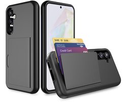 Smartphonica Telefoonhoesje Geschikt voor Samsung Galaxy A35 sterk TPU met pasjeshouder - TPU strong case with card slot - Zwart geschikt voor Samsung Galaxy A35