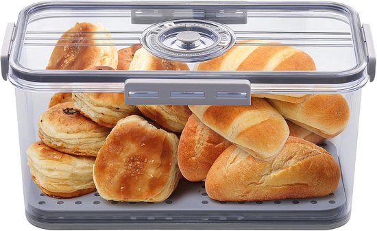 JIABEIUS Zwarte Broodtrommel voor Keukenaanrecht Organizer, Enkellaags Broodopslagcontainer met Venster, Boerderij Brooddoos voor Zelfgemaakt Brood JIABEIUS Zwarte Broodtrommel voor Keukenaanrecht Organizer, Enkellaags Broodopslagcontainer met Venster, Boerderij Brooddoos voor Zelfgemaakt Brood