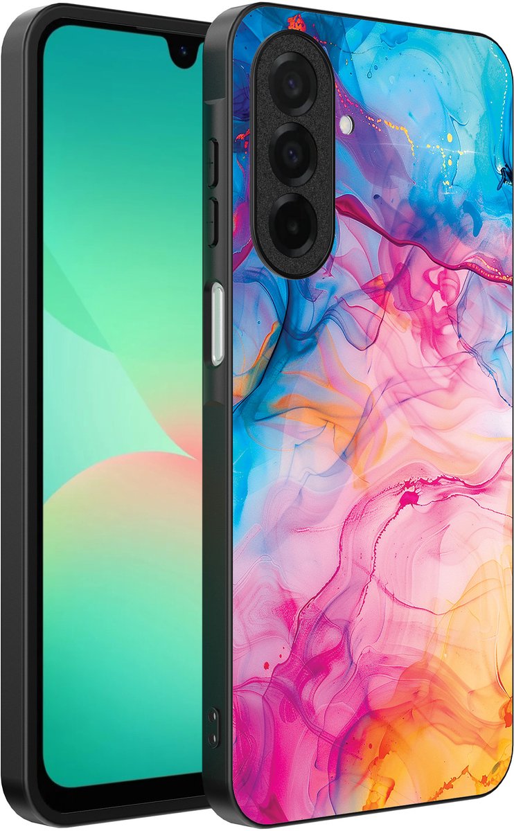 Smartphonica Telefoonhoesje Geschikt voor Samsung Galaxy A26 met Regenboog Acryl Marmer Opdruk - TPU Backcover Case Rainbow Acrylic Marble Design geschikt voor Samsung Galaxy A26