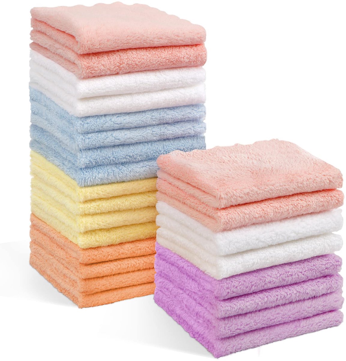 Ibenzoa® Zachte Microvezel Waslappen met Koraal Fleece – Perfect voor de Gevoelige Huid van Uw Kind