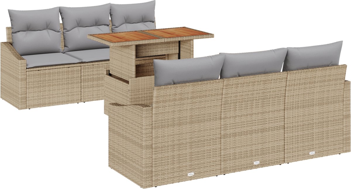 vidaXL - Tuinbank - Set - 7 - st - Beige - en - Grijs