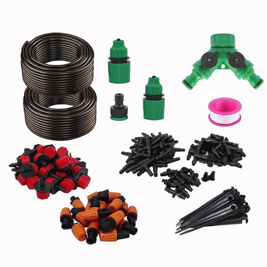 Micro druppelirrigatiesysteem Voor Planten Instelbare Sproeiers En Micro druppelirrigatiesysteem Voor Planten Instelbare Sproeiers En